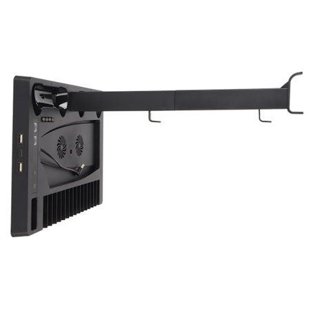 PS5 Vertikal Stand med Køleventilator Hovedtelefonholder 2 Controller Opladere 15 Spil Disk Pladser
