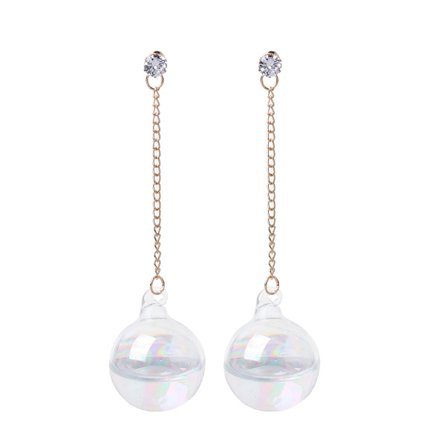Handgjorda Shiny Clear Dingle Örhängen Bubble Ball Glas Vatten Inuti Drop Earring