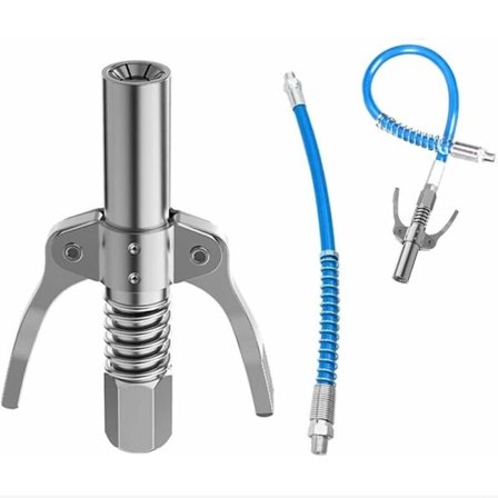 Fedtpistol med fleksibel slange G-kobling, kompatibel med alle 1/8 fedtpistoler Fedtpistolhoved, fedtpistolkonnektor, med 30 cm fleksibel slange
