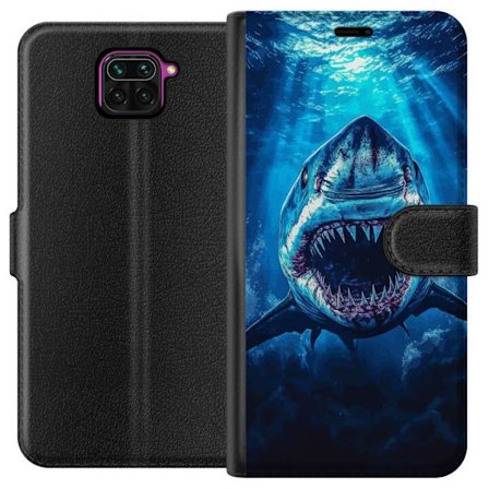 Kompatibelt Plånboksfodral till Xiaomi Redmi Note 9 Vithaj i mörker
