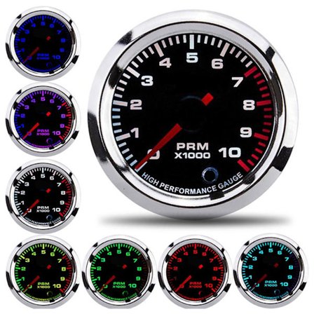 52mm/2in Universell 7-färgad varvräknare med mätintervall 0-10000RPM