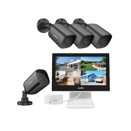 SANNCE CCTV-system, 10,1" skärm, 1080P upplösning>,4st Kamera