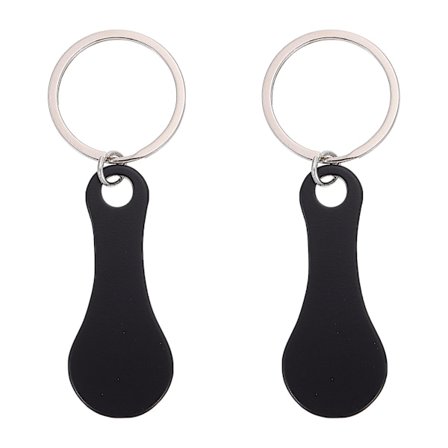2 stk. Bærbare Nøkkelringer i Rustfritt Stål Handlevogn-Tokens Gaveartikler