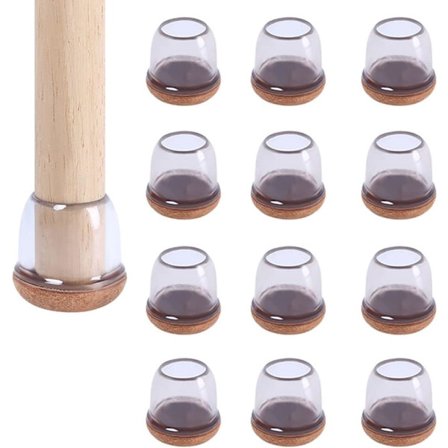 16-pack stolskyddshattar med filtinslagna möbelbensskydd perfekt passform: 1 - 1,2 tum (genomskinlig)