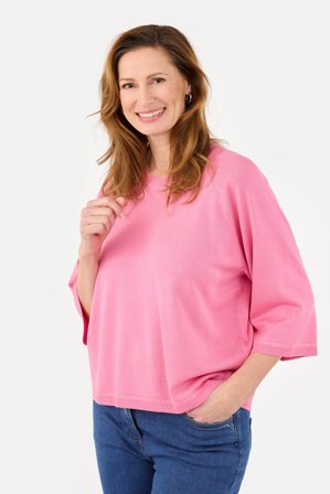 BRANDTEX - 3/4 Ærmet Strik - Pink - Rund Hals