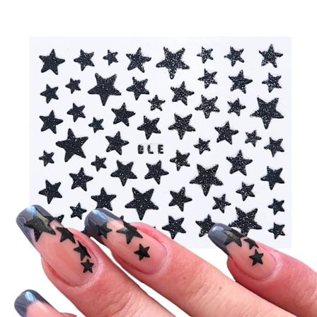 5 st 3D nagelklistermärken dekaler nagelklistermärken färgglada stjärnor glitter