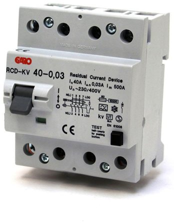 Garo RCD 4P 40A 30MA Jordfelsbrytare 4-pol, 40A, 30mA, Anslutningsdon & kablar