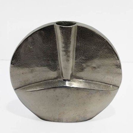 Hopeinen alumiinimaljakko, 35x10x35cm, geometrinen kuvio