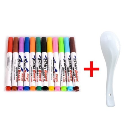 12 st Magic Water Pens med skedmålning Giftfri whiteboard-raderbar markörpenna Vattenraderingspenna