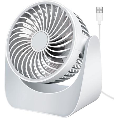 Vit-tyst USB-fläkt, mini-skrivbordsfläkt 3 hastigheter, 360° rotation S