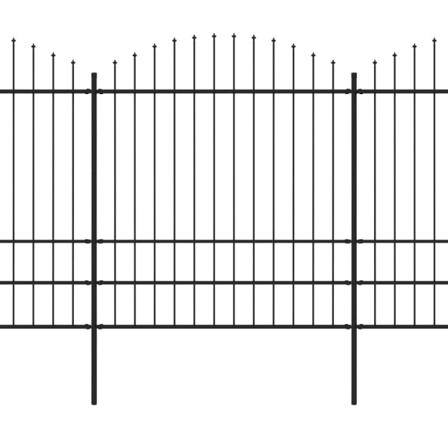 Vidaxl Trädgårdsstaket Med Spjuttopp Stål (1,75-2)x13,6 M Svart Svart