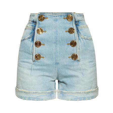 Balmain Shorts with logo Blå, Dame