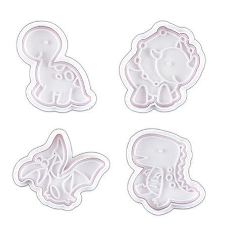 Dinosaurform Bakeformer Sett med 4 Enkel Avforming Varmebestandig for Kaker Kjeks Sjokolade Godteri