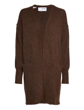 Slflulu New Ls Knit Long Cardigan B Brown Selected Femme