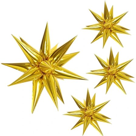 50 st Guld Explosion Stjärna Folie Konformade Ballonger, Stora Stjärnformade Mylarballonger för Julfesttillbehör Dekorationer Bröllop Fotorekvisita