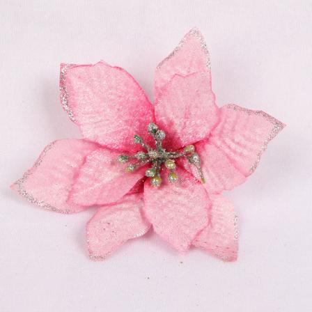 6 stk. Juleglitter Kunstig Krans Juletræ Ornament Dekoration (Pink)