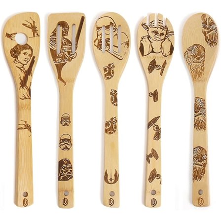 5 STK Star Wars Brente Treskjeer Matlaging Økologiske Skjeer Snuere Utskårne Spatler -Yx