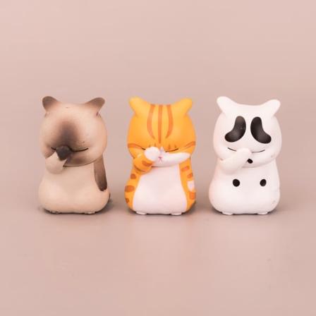 CDQ 3 modeller af katte med dækket ansigt håndlavede søde kagepynt Desktop Lucky Cat tegneserie tegneserie Lucky Cat dukke legetøj 5 cm