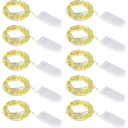 【PP】10 stk LED Lyslenke Batteri, Lyslenke Liten Med Batteri, 1m 10 Micro