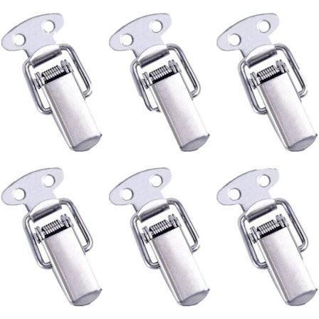 6 st fjäderklämmor med spännlås, låsspänne, lås med spärr, låsspänne, lås med snäpp