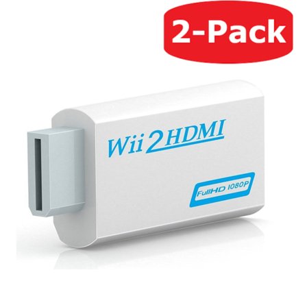 2-Pack Wii till HDMI Adapter Kompatibel med Nintendo Wii 1080p