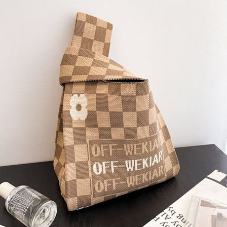 Neulottu shakkilaukku naisille Canvas-olkalaukut 7 7