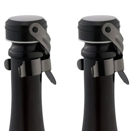 Samppanjakorkki ja viinikorkki, 2 kpl ruostumatonta terästä oleva samppanjapullon korkki, uudelleenkäytettävä, tiivis, säilyttää tuoreuden