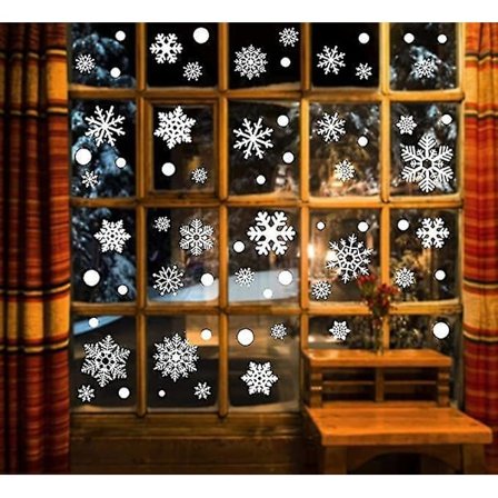 Lumihiutale-ikkunatarrat Joulu Uusiokäyttöiset Liimat 88kpl