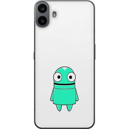Yhteensopiva Puhelinkuori Nothing Nothing CMF Phone 1 Turkoosi piirroshahmo isoilla silmillä ja iloisella persoonallisuudella yksinkertaisessa kuvitu