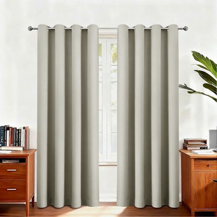 2 paneler moderne 100% mørklægningsgardiner med belagt foring, gardiner kompatible med soveværelse, stue, spisestue, badeværelse, vindue, 