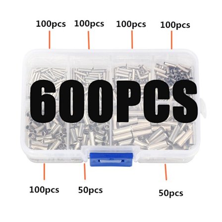 600-delt sett med ikke-isolerte skjøtekontakter - Skjøtekontakter - Ikke-isolerte crimp-kabelkontakter - 24-8 AWG