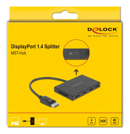 Delock video/lyd-splitter - 4 porter