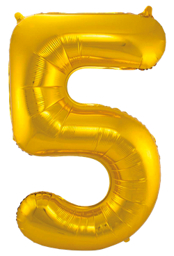 Jumbo Sifferballong 86 cm Guld "0-9" Siffra 5