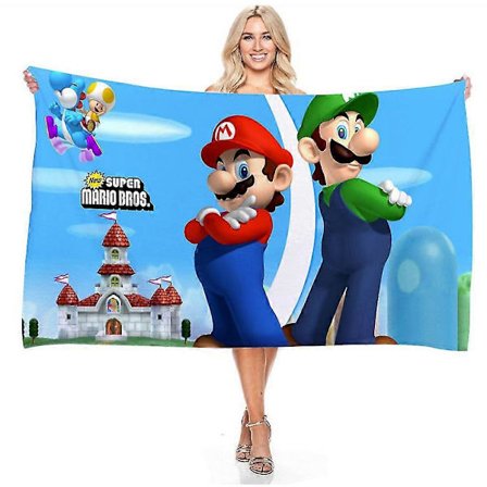 Super Mario Bros Spill Håndkle Bade Håndkle Strand Svømme Håndklær Teppe Mikrofiber Hurtigtørkende