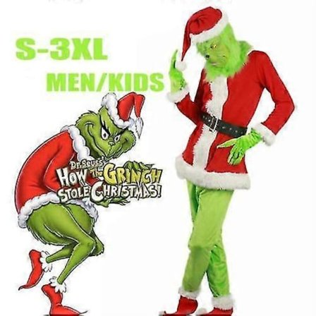 Julekostyme Grinchen-antrekk for voksne Unisex Dame Herre Party Cosplay Karneval Kostyme