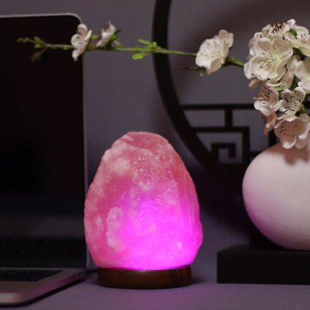 1 st naturlig Himalaya saltlampa, USB-lampa luftrenare med 7 färgskiftande LED-lampor för kontor, hem, arbete, present (1 kg, dimension: 7 cm i 