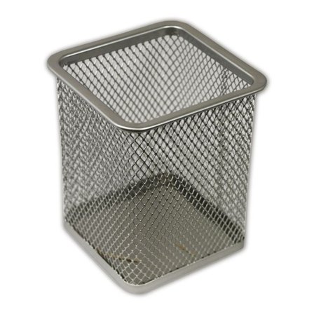 Pennhållare, fyrkantig, metalliskt nät, 80 x 100 mm, silver - Lyreco - Kontorsmaterial - Till skrivbordet - Penn och Prylställ