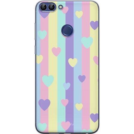 Yhteensopiva Puhelinkuori Huawei P smart Pastelliraitoja pinkissä, keltaisessa, violetissa ja sinisessä, joissa on hajallaan pehmeitä kawaii-tyylisiä