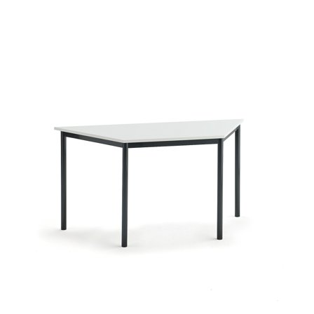 Tisch SONITUS TRAPETS, 1400x700x720 mm, Hochdrucklaminat weiß, anthrazit