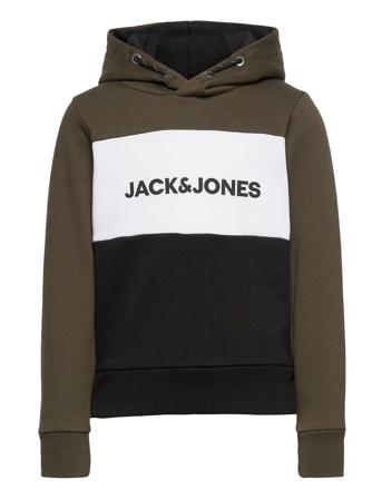 Jjelogo Blocking Sweat Hood Jr Hoodie Grön Jack & J S