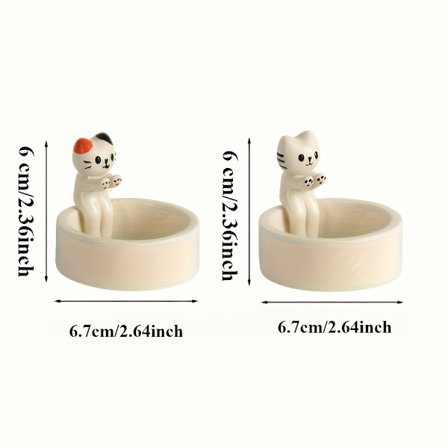 1 stk. WhimsyCat Keramisk Killing Lysestage - Enkaustisk Finish Bordplade Dyretema Indretning til Jul, Halloween