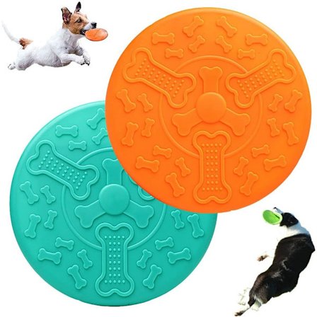 Orange + Green - Frisbee Hund Leksak, Hund Frisbee, Hund Leksak Frisbee, För Stora Hund Utomhusaktiviteter, Hundträning. 18 cm i diameter. (2 rum)