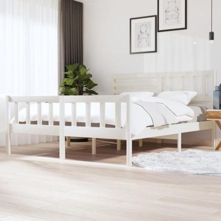 Vidaxl Sängram Vit Massivt Trä 180x200 Cm Vit