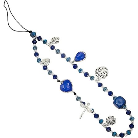 1 stk. Blå krystall anti-tap mobiltelefon deksel anheng kjede mobiltelefon dekorasjon tilbehør nøkkelring snor