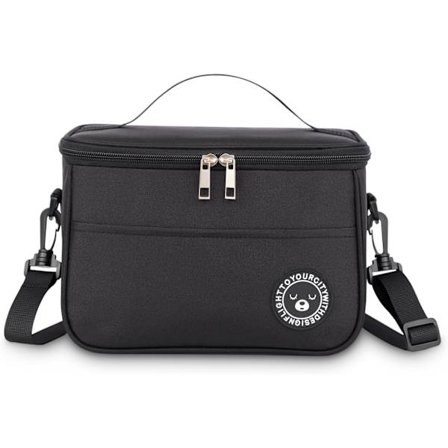 6,4L Isolerad Lunchväska för Vuxna, Vikbar Kylväska med Oxfordtyg, Lunchväska för Kontor Gym Pendling (Svart)