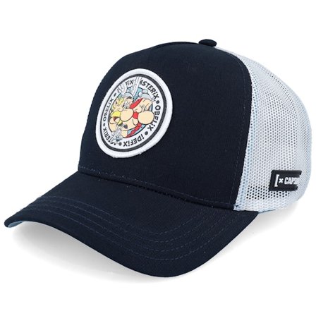 Capslab - Black trucker Czapka Z Daszkiem - Asterix & Obelix Black/White A-Frame Trucker @ Hatstore