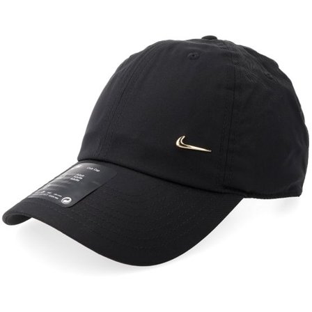 Nike - Svart unconstructed Keps - Dri-fit Club Cap Metal Swoosh Black/Metallic Gold Dad Cap @ Hatstore