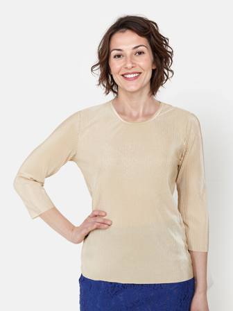 BRANDTEX - 3/4 Ærmet Bluse - Champagne - Skinnende