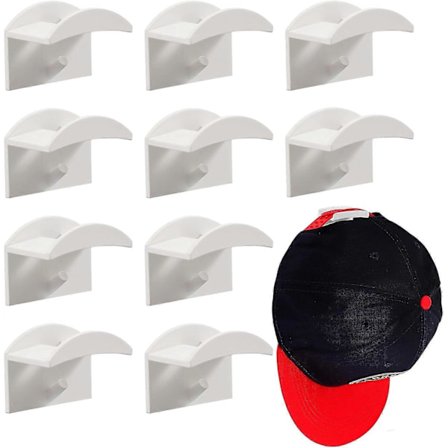 10 stk. selvklæbende hat holder krog til vægmontering uden boring, hat rack organizer, stærkt hold til baseball caps, moderne hat