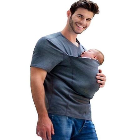 Baby kenguru vest T-skjorte med stor lomme herre kvinner pappa mamma omsorg Bonding skjorter W